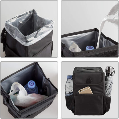 Upgraded Collapsible Car Trash Can with Leak-Proof Liner and Multi-Purpose Organizer
