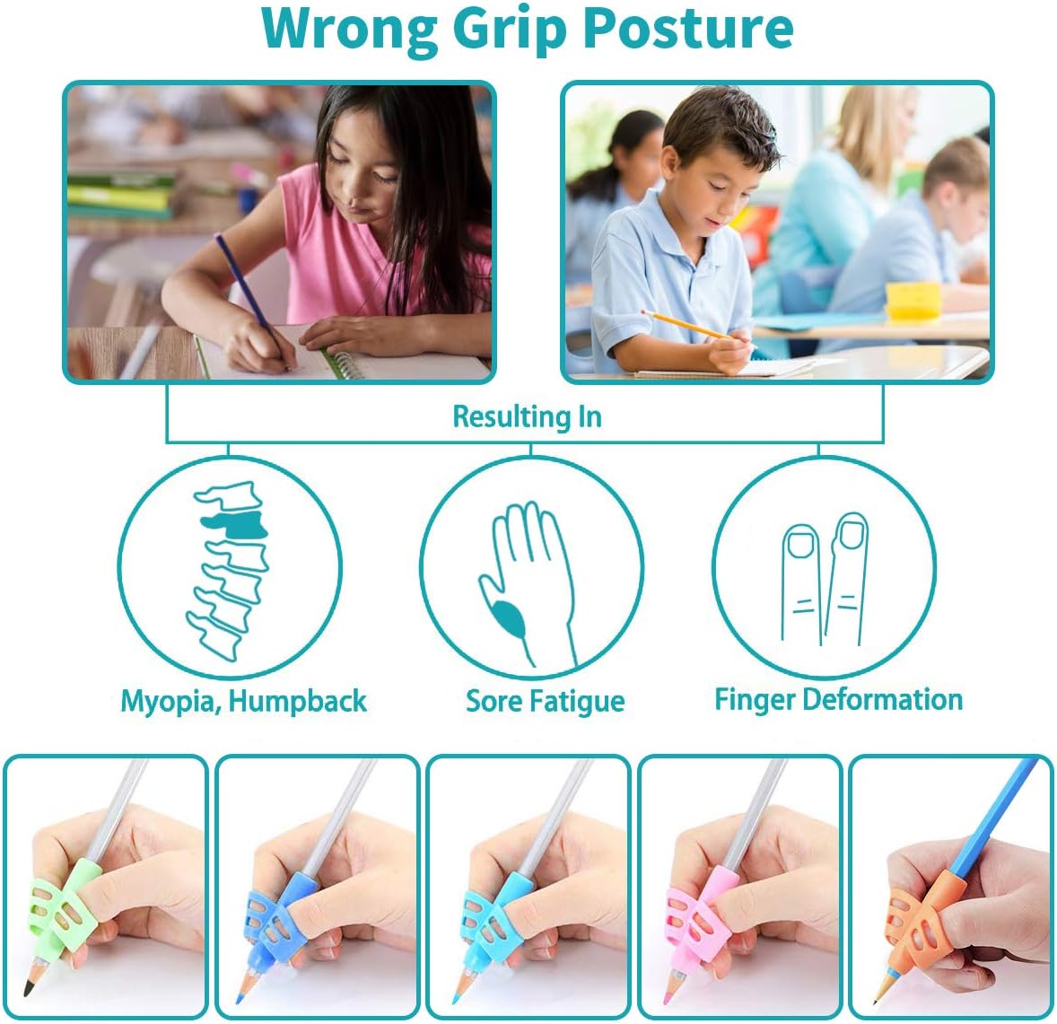 Pencil Grips - Children Pencil Holder Writing Aid Grip Trainer | Delivery: 2 to 3 business days | Limited stocks available