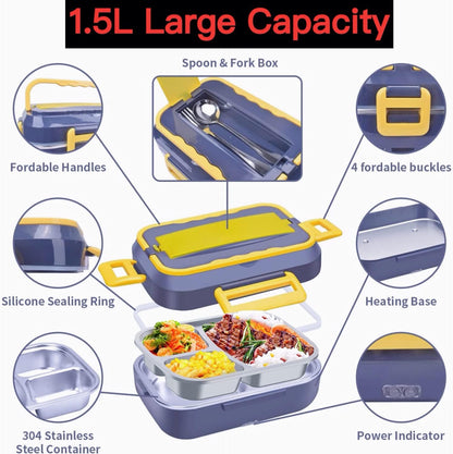 Electric Lunch Box 3-in-1 for Car & Home - 60W Portable Food Heater | Limited stocks available