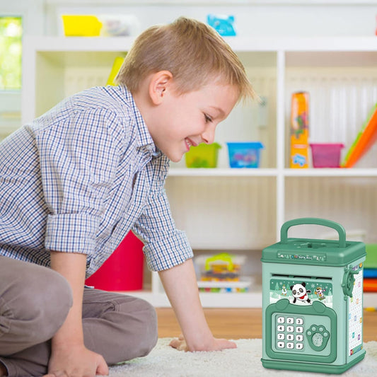 Electronic ATM Saving Pot for Kids, Safe Coin Banks Money Saving Box Password Code Lock for Children