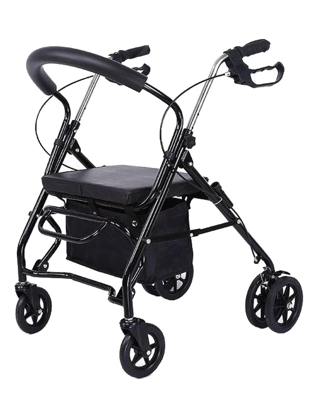 Folding Four Wheel Rollator, Lightweight Mobility Walker with Seat & Carry Bag