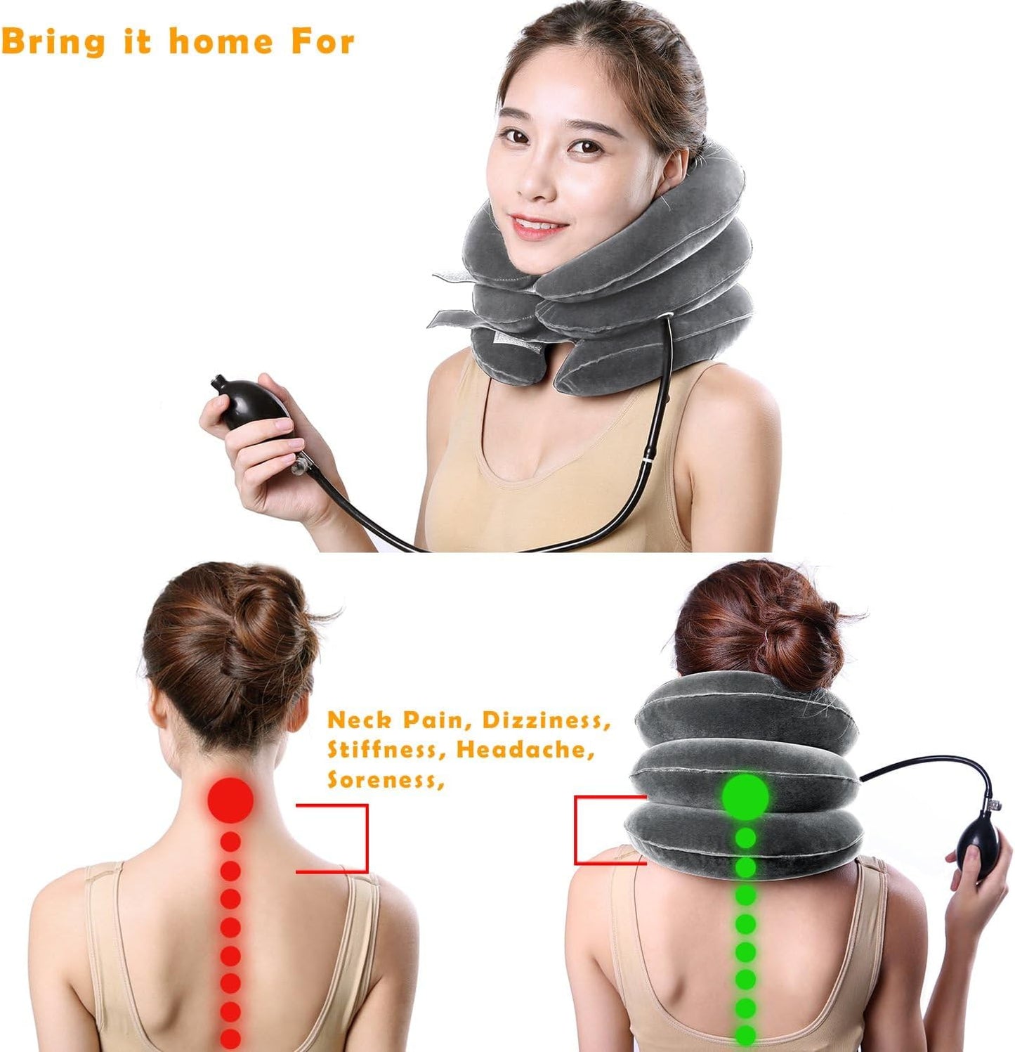 Cervical Neck Traction Device Inflatable Neck Stretcher, Chronic Neck and Shoulder Pain