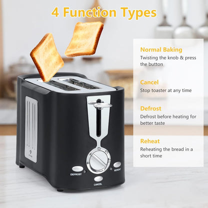 2-Slice Toaster, 800W, Multi-Functional Wide Slot Toaster
