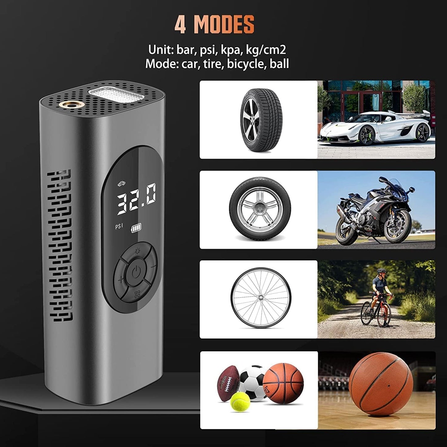 CX-219 Portable Wireless Air Pump & 12V Digital Tire Inflator with LED Display