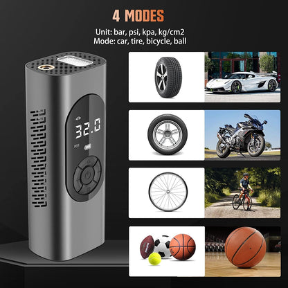 CX-219 Portable Wireless Air Pump & 12V Digital Tire Inflator with LED Display