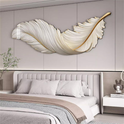 Feather Wall Decor with Light, LED Lighted Feather Wall Sculpture