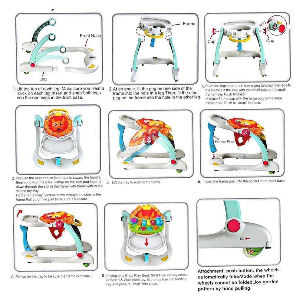 4 in 1 Baby Learning Walker,Sitting Posture Multi-Function Baby Stroller Security Center, sit-to-Stand