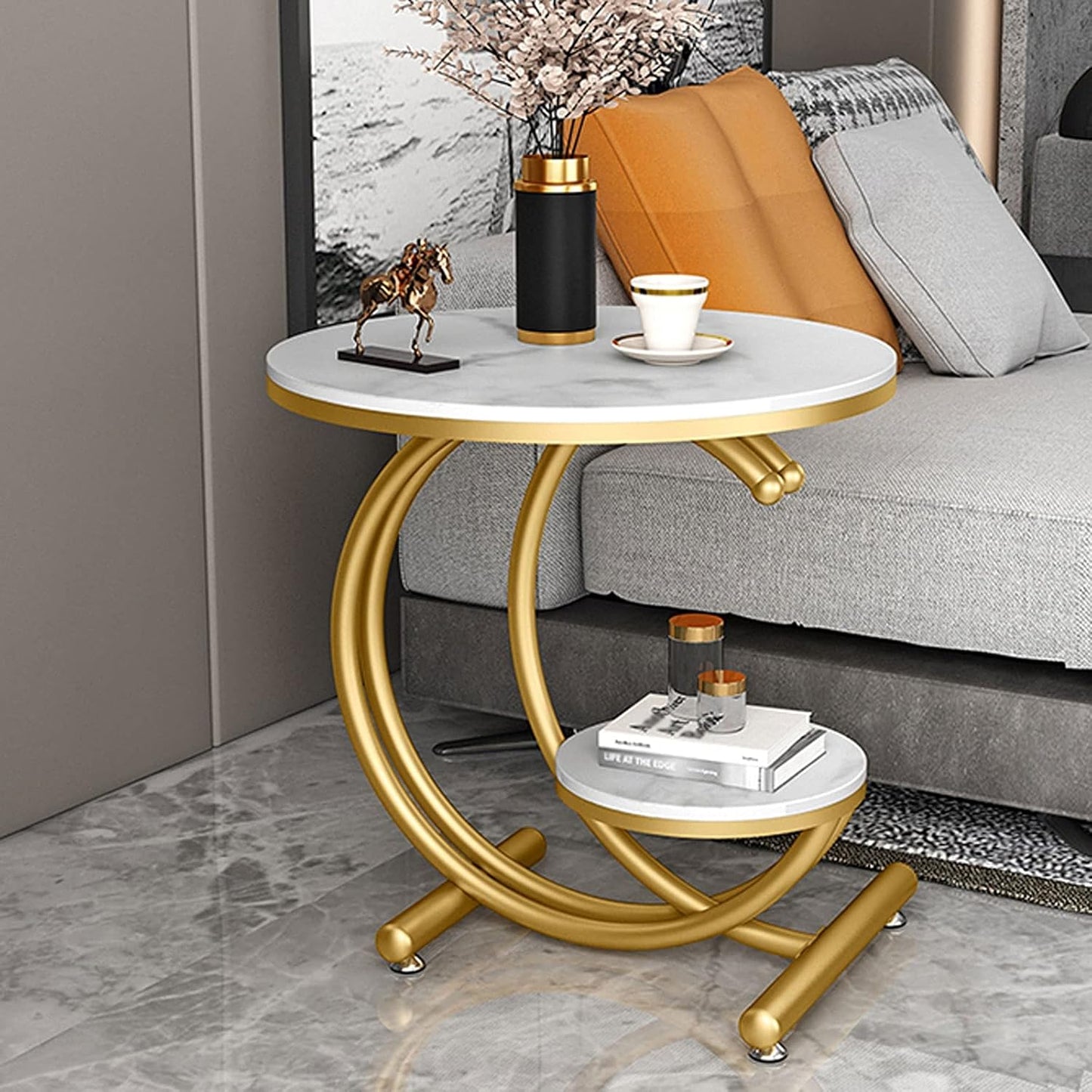 Coffee Table, Double Side Table Marble Tea Side Table