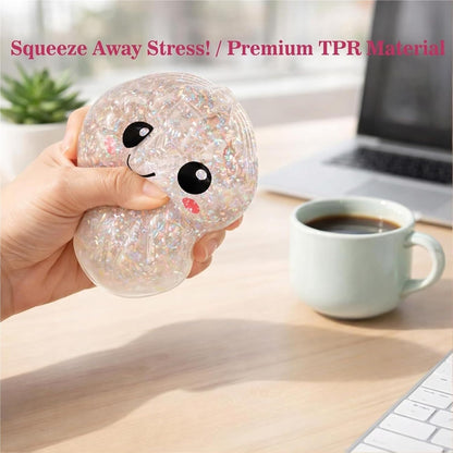 Glitter Dumpling Squishy Mystery Box, Surprise Fidget Set with Bamboo Steamer, Soft Squeeze Bun Kawaii Desk Pets for Office Stress Relief
