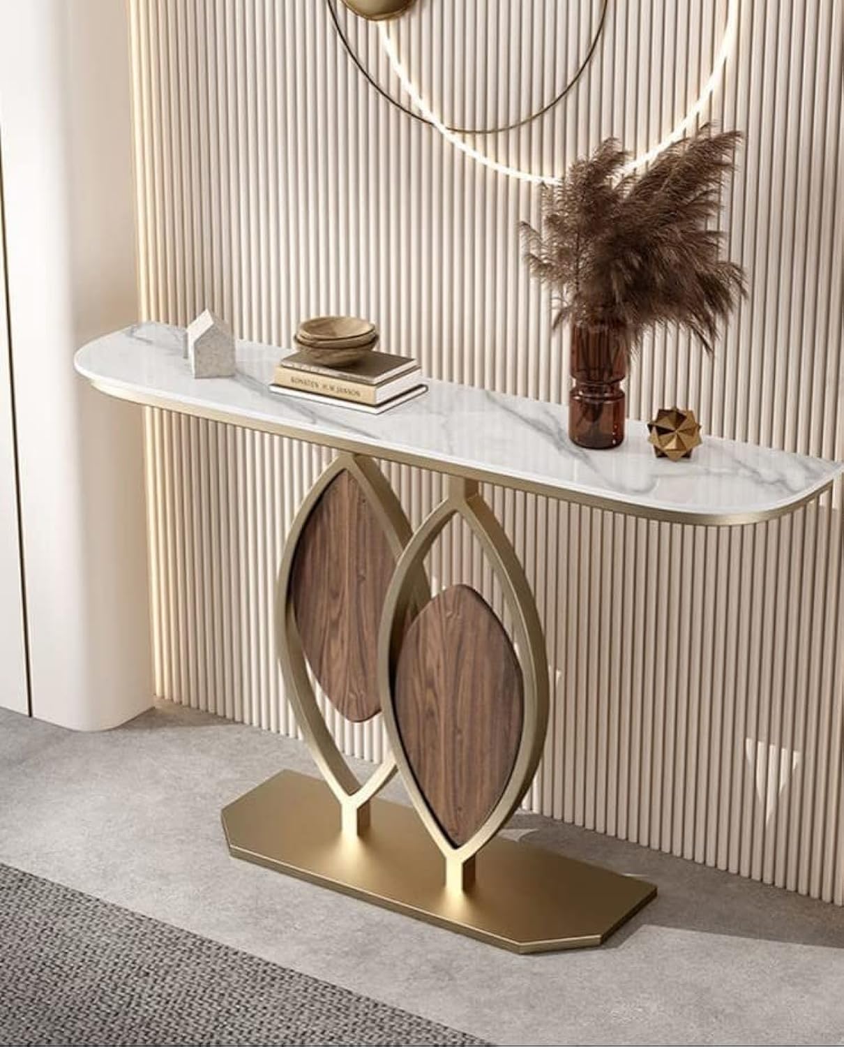 Glam Iron Half Moon Scratch Resistant Stain Resistant Console Italian-Style Table | Delivery: 2 to 3 business days | Limited stocks available | Hurry before Sold Out