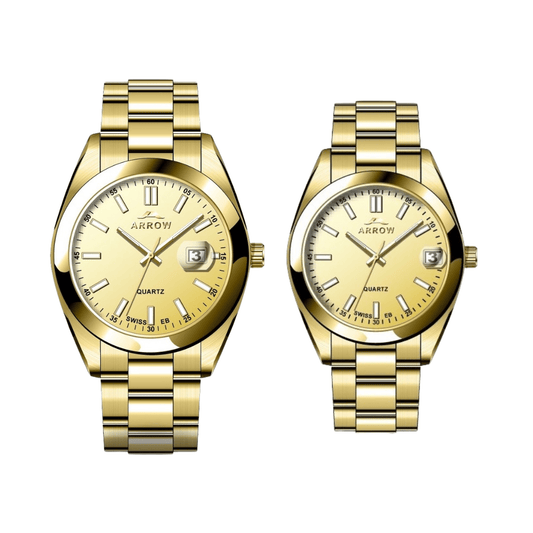 ARROW Premium Analog Couple Watch with Date Display | Colour Gold (5903)-KYAMSTORE