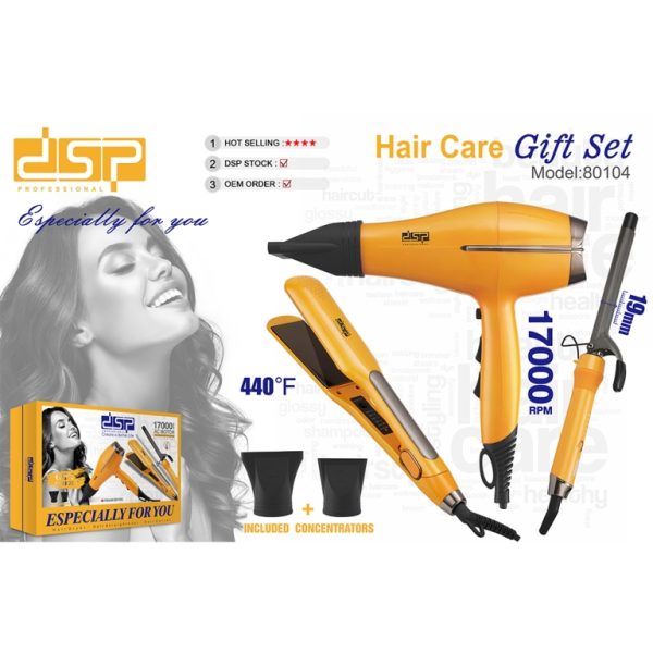 Professional Hair Care Set - 1700W Hair Dryer with 2 Styling Irons (Straightener & Curler)