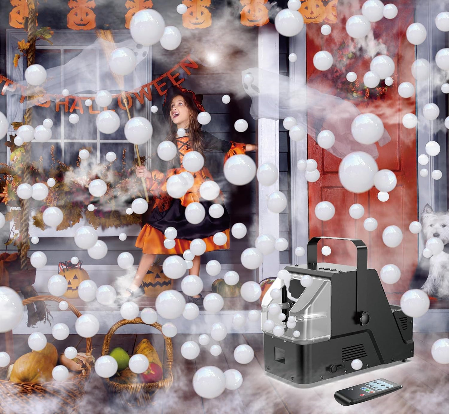 Fog Bubble Machine 450W with Timer Settings and Wireless Remote Control for Indoor Outdoor Birthday - Wedding - Christmas Party and Halloween