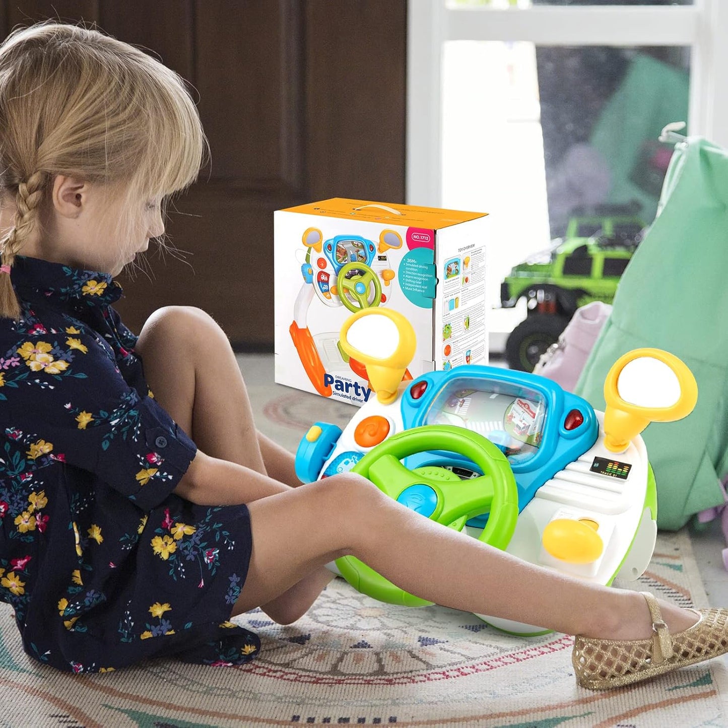 Simulation Car Drive with Steering Wheel Toys Baby Early Childhood Educational