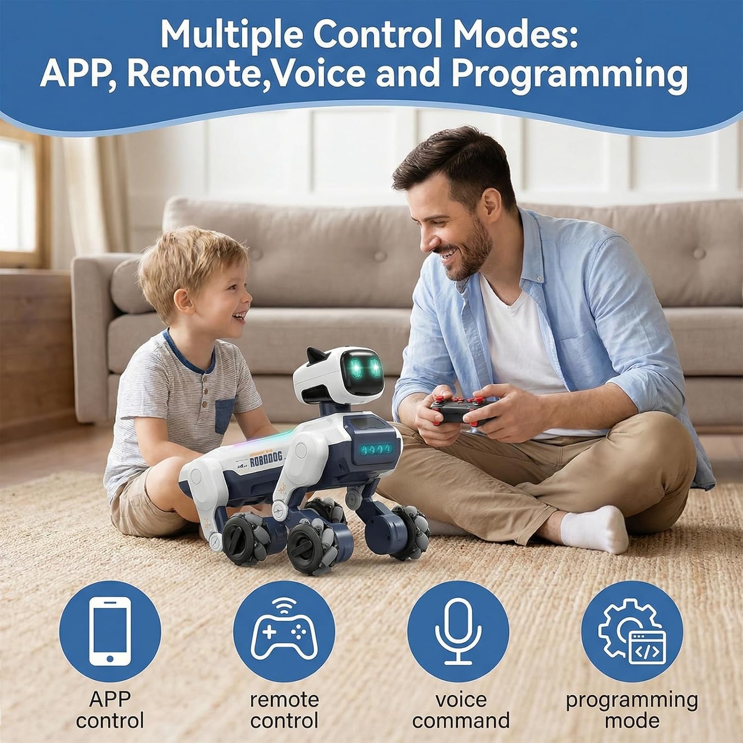 Smart Robot Dog for Kids – App & Voice Control Programmable STEM Robot Pet with Touch Interaction, Remote Control Puppy Toy