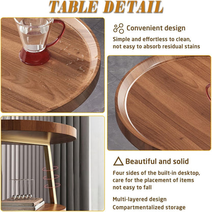 طاولة جانبية خشبية دائرية عصرية بثلاث طبقات | الكمية محدودة 