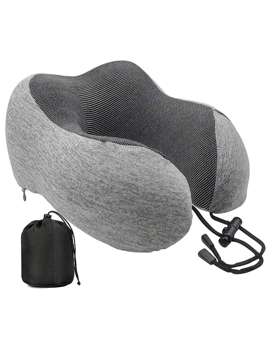 Travel Pillow 100% Pure Memory Foam Neck Pillow | Airplane Travel Kit Home Office Car &amp; Home Use
