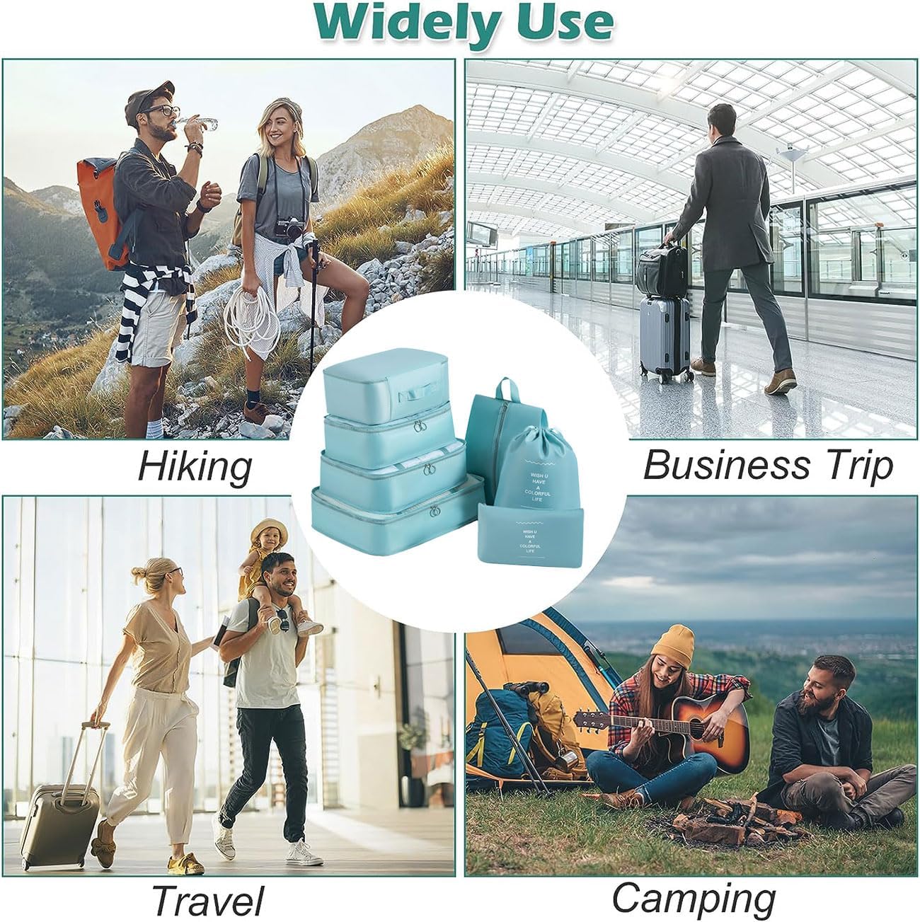 حقائب تعبئة وتغليف للحقائب، 7 قطع من حقائب تنظيم الأمتعة 