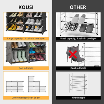 Portable Shoe Rack Organizer 48 Pair Tower Shelf Shoe Storage Cabinet