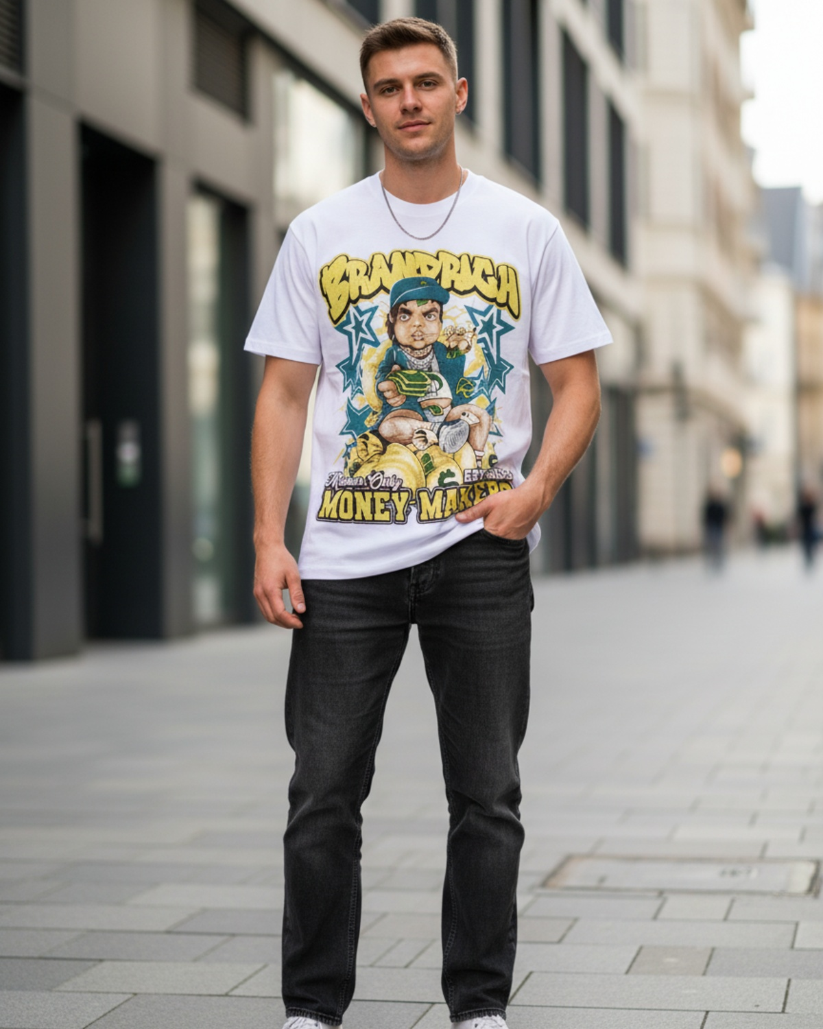Stylish Custom Printed T-Shirt - Bold Graphic Crew Neck Tee