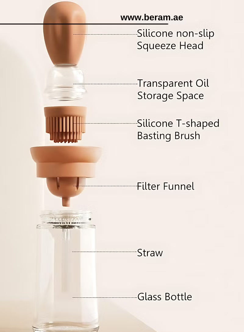 4-Piece Oil Dispenser and Silicone Basting Brush Set
