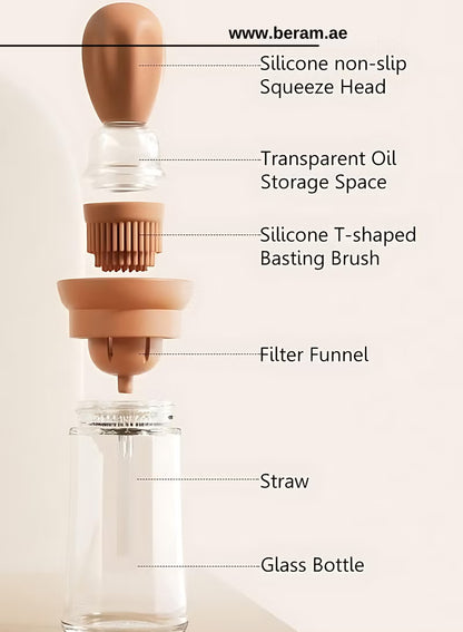4-Piece Oil Dispenser and Silicone Basting Brush Set