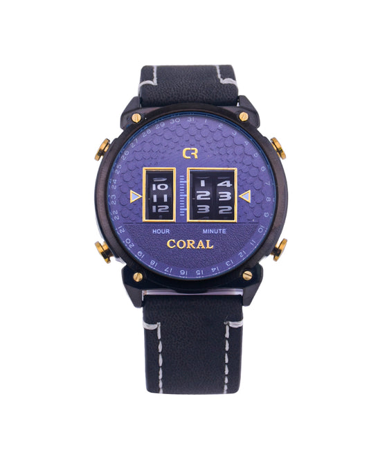 Coral Premium Quality Watch For Men | Analog dial watch | Leather Strap (9118)-KYAMSTORE