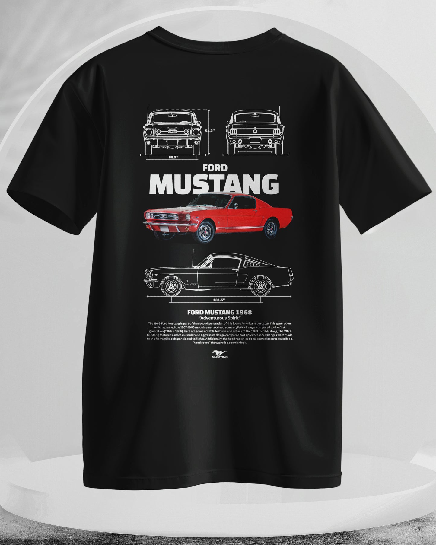 Ford Mustang 1968 - Men Stylish Back Printed T-Shirts – (Regular)