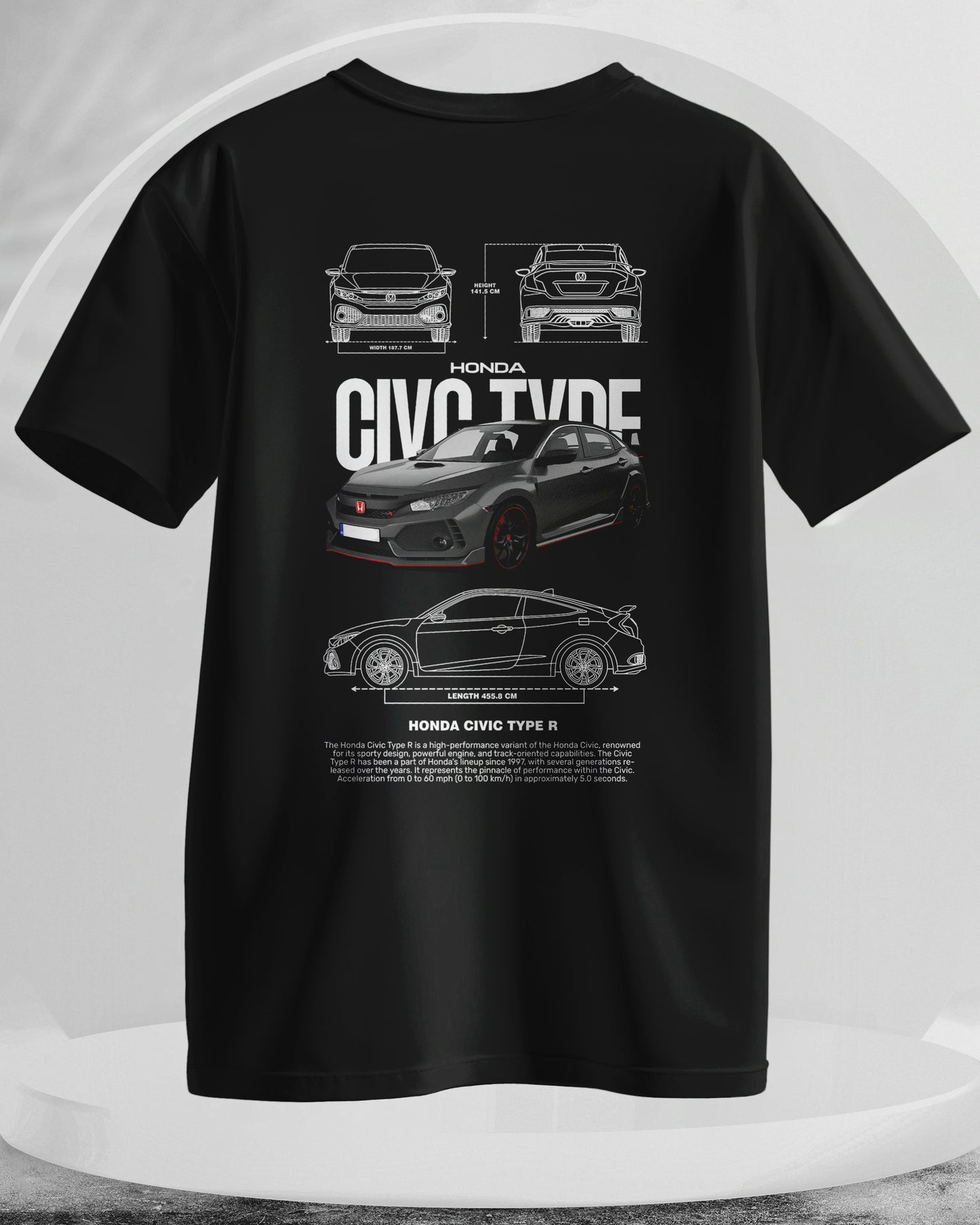 Honda Civic Type R - Men Stylish Back Printed T-Shirts – (Regular)