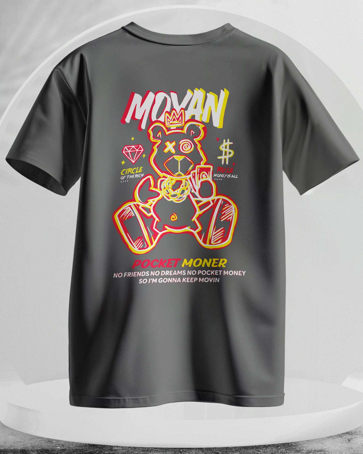 Movan Crown Bear - Men Stylish Back Printed T-Shirts – (Regular)