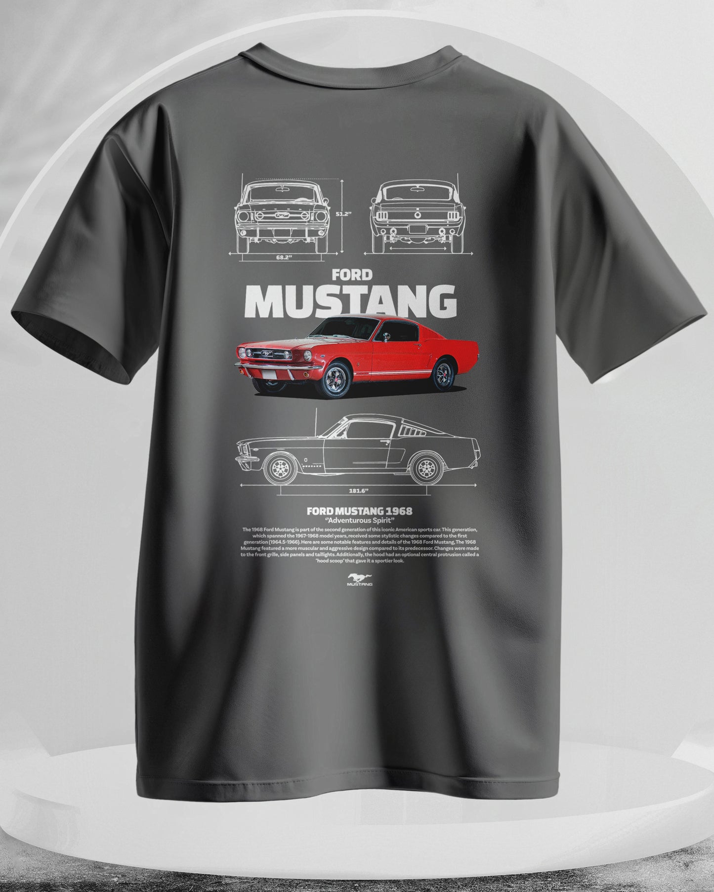 Ford Mustang 1968 - Men Stylish Back Printed T-Shirts – (Regular)