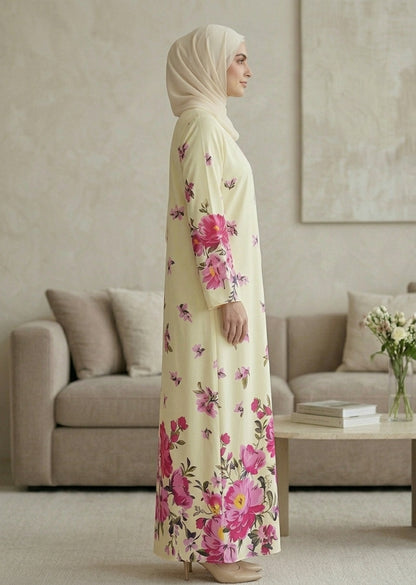 Floral Print Premium Tiktalk Abaya Set with Matching Sheila