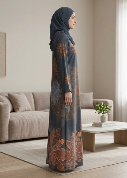 Premium Tiktalk Floral & Leaf Printed Abaya with Matching Hijab