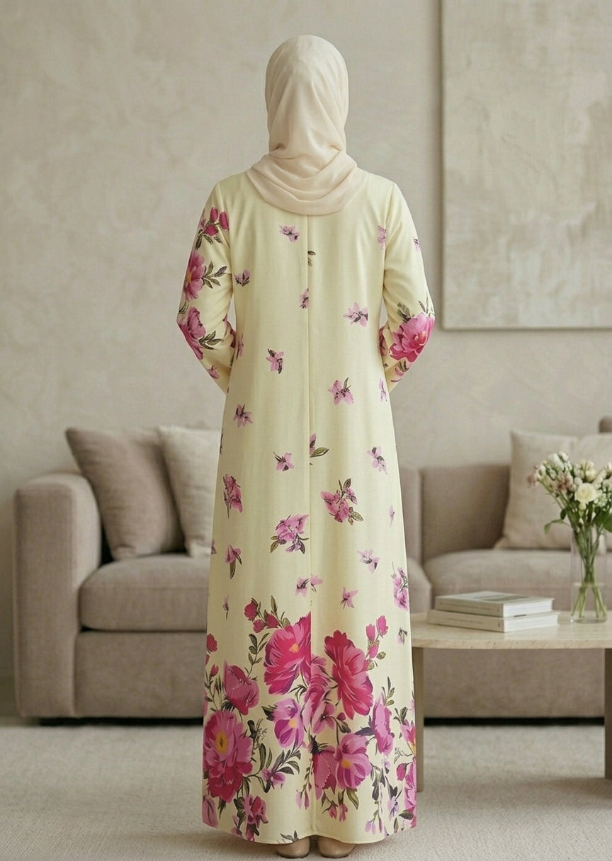 Floral Print Premium Tiktalk Abaya Set with Matching Sheila