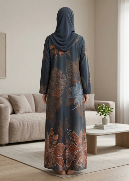 Premium Tiktalk Floral & Leaf Printed Abaya with Matching Hijab
