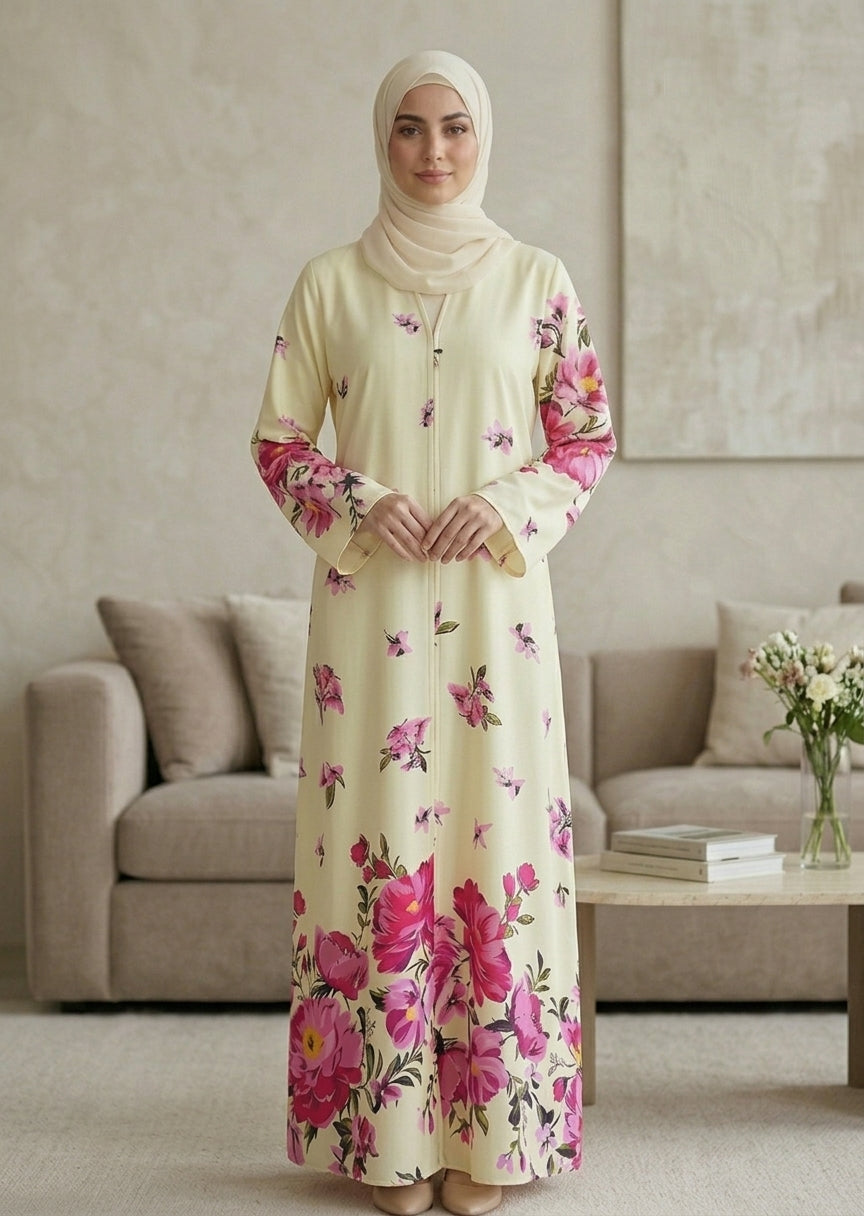Floral Print Premium Tiktalk Abaya Set with Matching Sheila