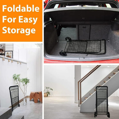 Heavy Duty Folding Shopping Cart with 360° Swivel Wheels-KYAMSTORE