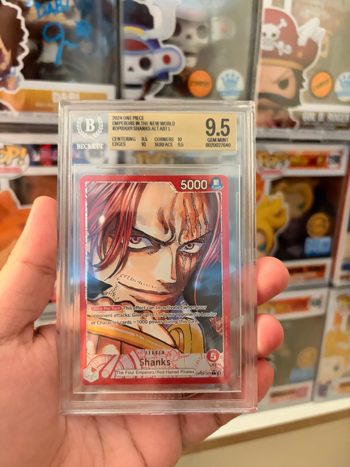 2024 One Piece Card Game Shanks Alt Art Leader #OP09-001 (BGS 9.5 Gem Mint)