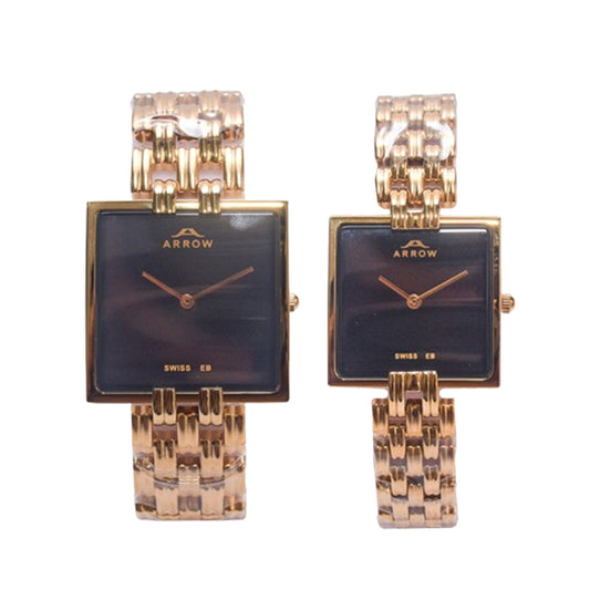 ARROW ARROW Premium Brass Analog Square Couple Watch | Special Glass | Color Gold TT (5930)-KYAMSTORE