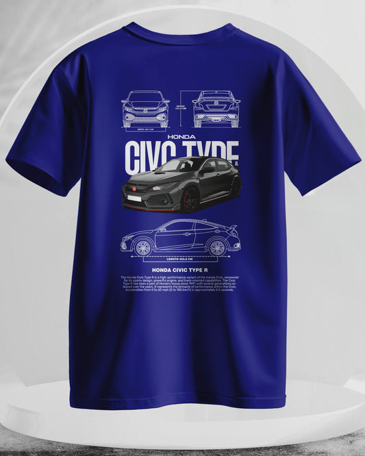 Honda Civic Type R - Men Stylish Back Printed T-Shirts – (Regular)