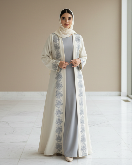 Silverback Color Abaya - Luxury Dubai Everyday Wear