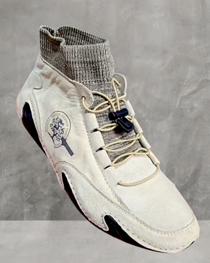 Mens Hand Stitching Fur Lined Ankle Boots High Top Casual Shoes Fashion Sneakers-KYAMSTORE