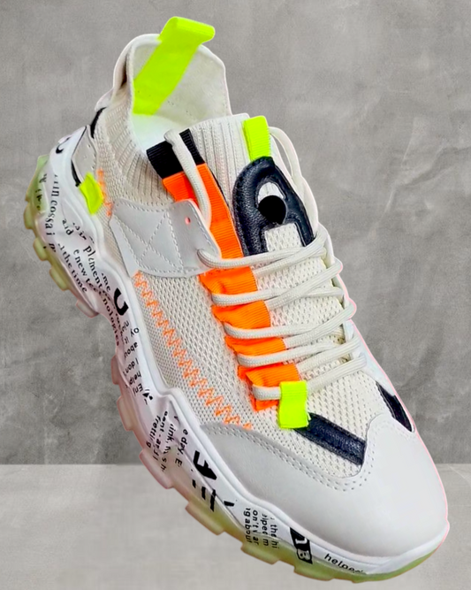 حذاء رياضي رجالي مريح بتصميم جرافيتي | حذاء رياضي شبكي سميك قابل للتهوية 