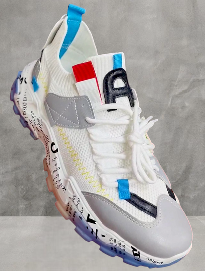 Men's Comfort Casual Platform Graffiti Sneakers | Mesh Breathable Chunky Sneakers