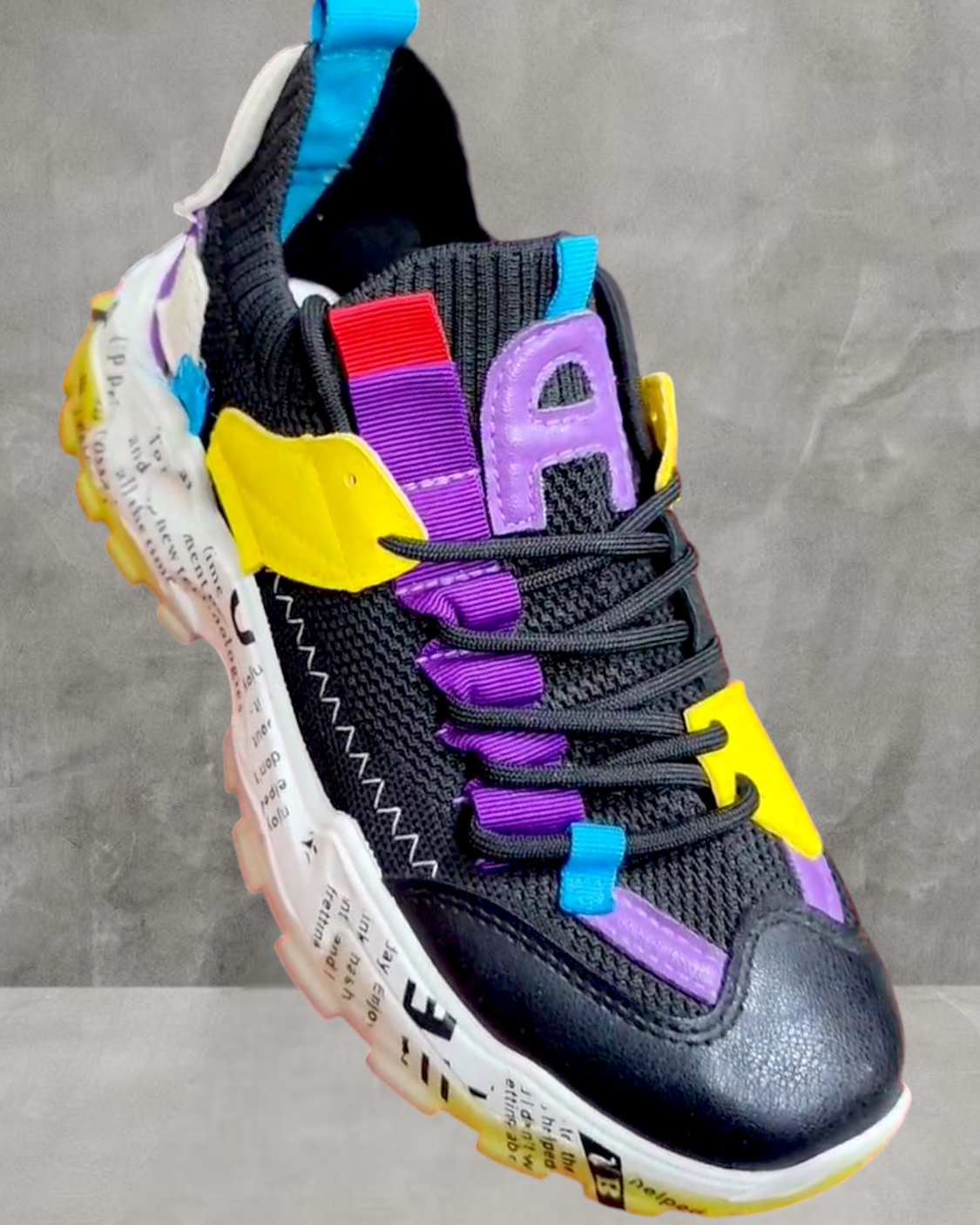 Men's Comfort Casual Platform Graffiti Sneakers | Mesh Breathable Chunky Sneakers