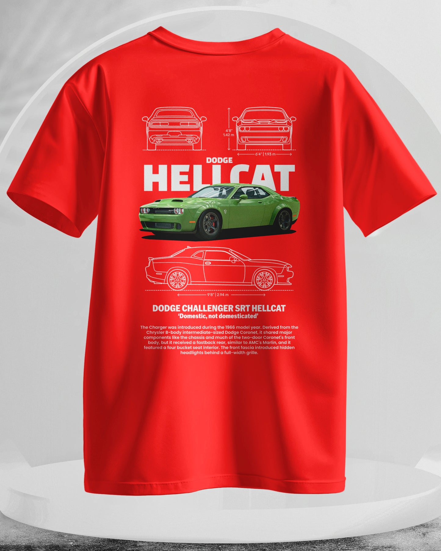 Dodge Hellcat - Men Stylish Back Printed T-Shirts – (Regular)