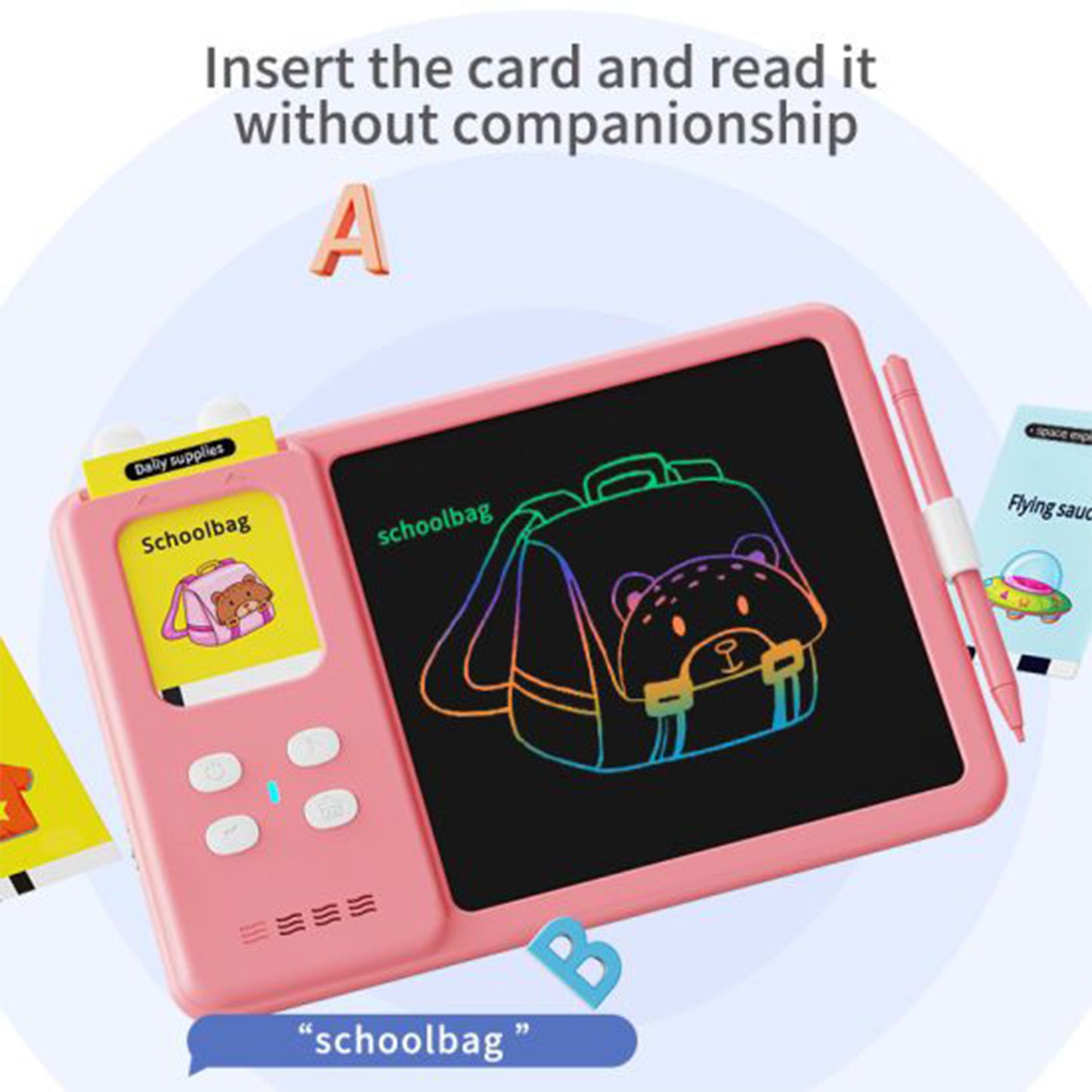 Talking Flash Cards & Drawing Tablet 2-in-1 for Kids-KYAMSTORE