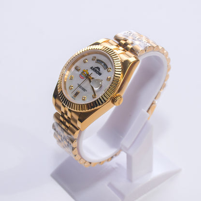 ARROW Premium Analog Watch For Men Print Emblem of the UAE Golden Falcon on Dial Face With Date Display | Stainless Steel (5891)-KYAMSTORE