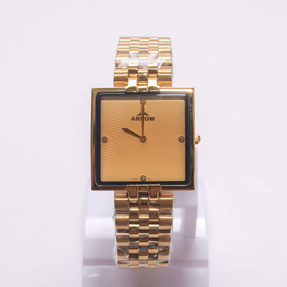 ARROW ARROW Premium Brass Analog Square Couple Watch | Special Glass | Color Gold TT (5930)-KYAMSTORE