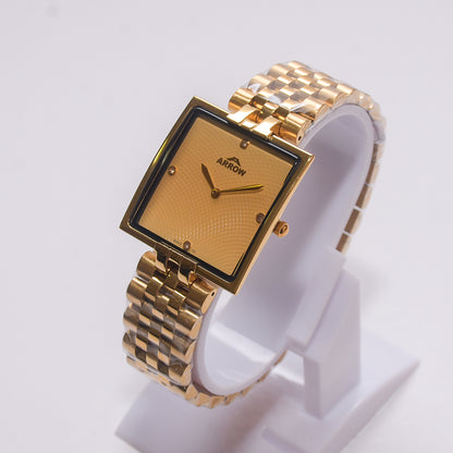 ARROW ARROW Premium Brass Analog Square Couple Watch | Special Glass | Color Gold TT (5930)-KYAMSTORE